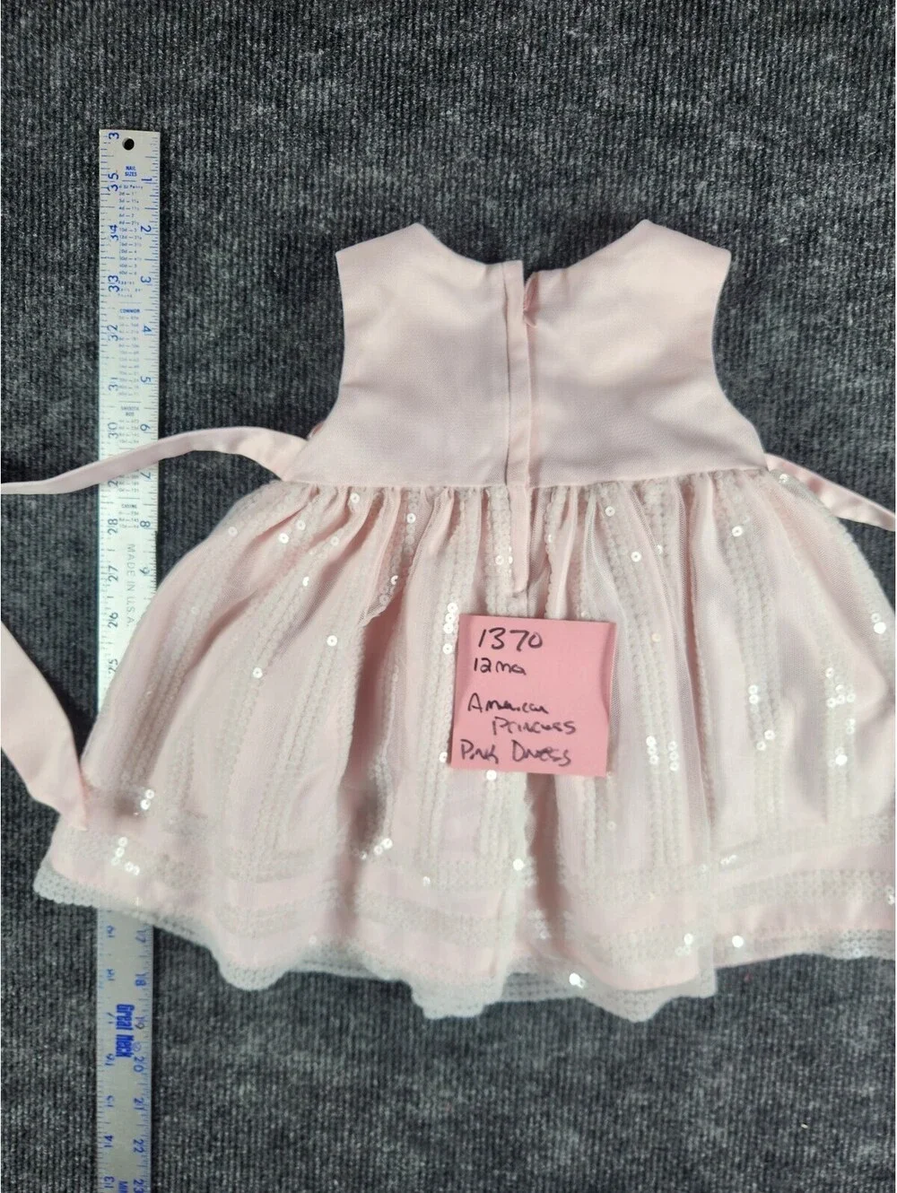 American Princess Girls Pink Sleeveless Sequin Tulle Party Dress Princess 9-12M